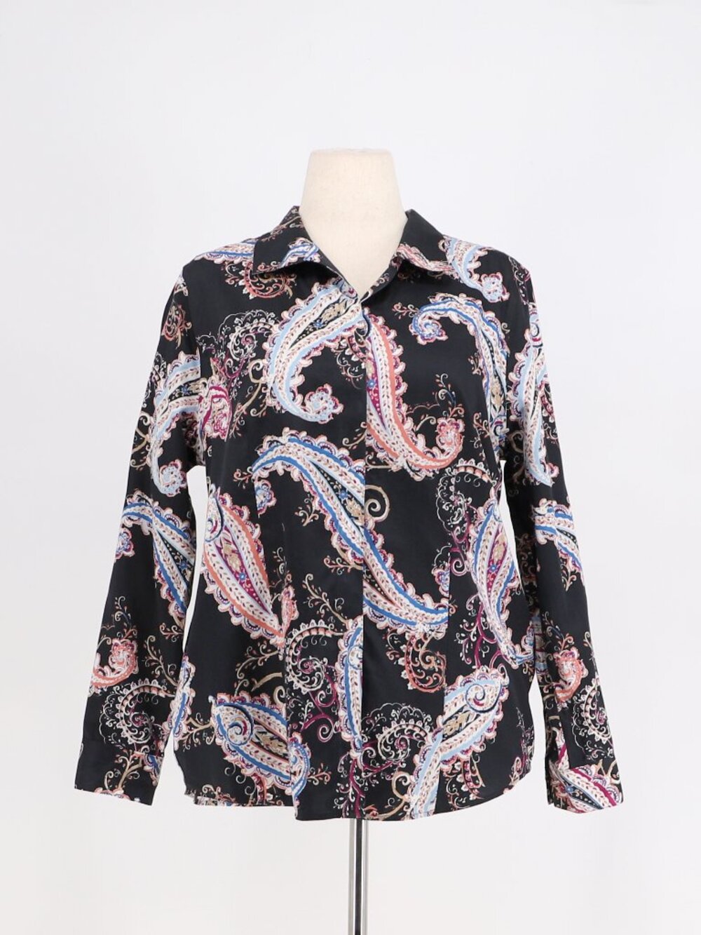 CHICO'S No Iron Warm Cotton Multi Color Paisley Shirt Size 2/L